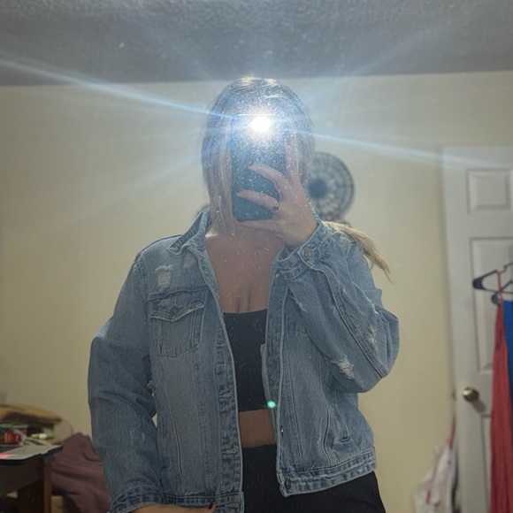 KanCan Jackets & Blazers - KanCan Light Blue Denim Cropped Jacket